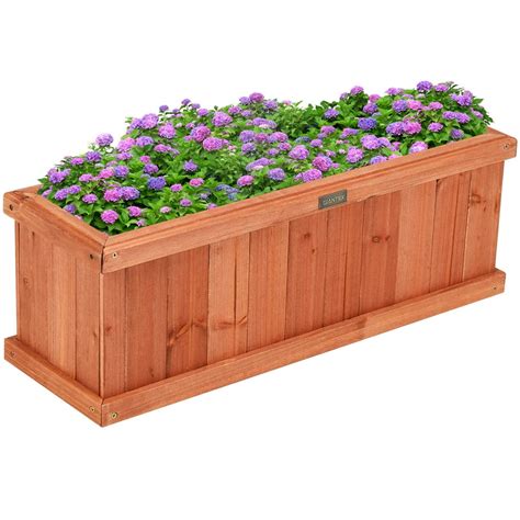 home depot metal flower boxes|36 inch wooden planter box.